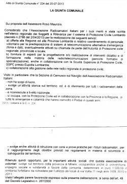 Riconoscimento del nostro operato da parte del Comune di Cernusco s/N