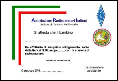 Attestato del "battesimo in radio" rilasciato ad ogni bambino