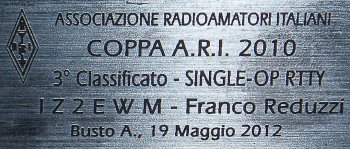 Dettaglio della targa sulla coppa